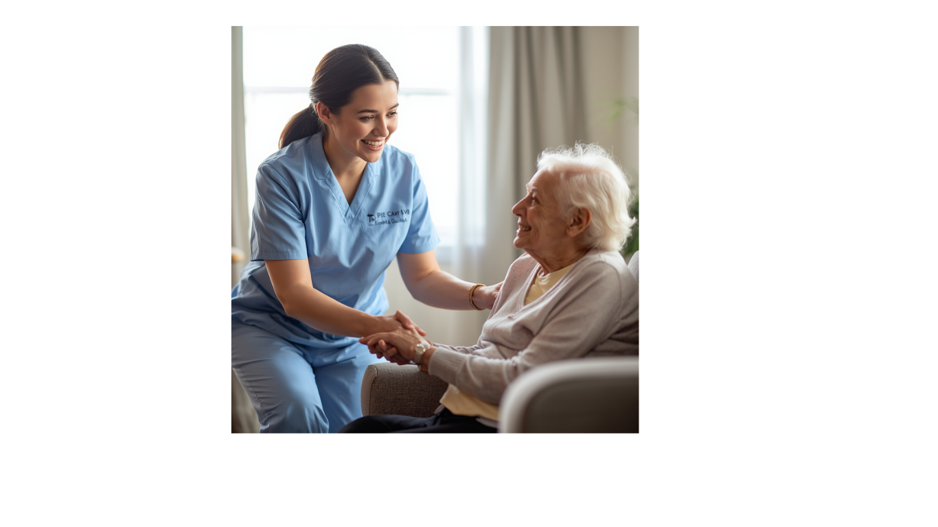 KindCare PSW caregiver warmly holding hands with elderly client in LaSalle Ontario